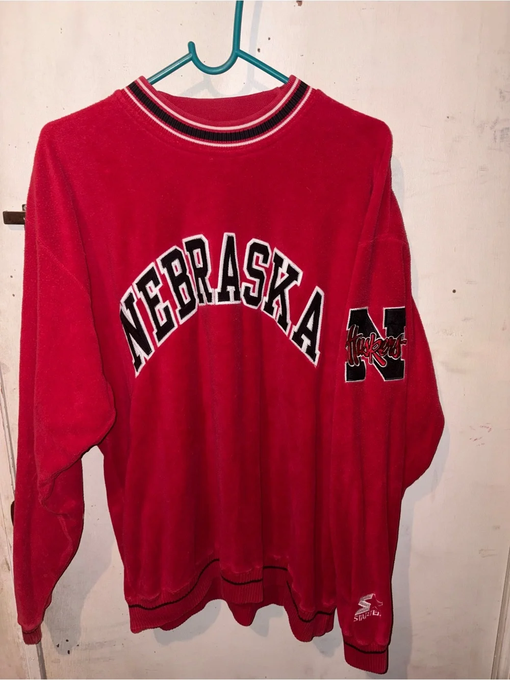 Vintage 1990s STARTER Red Nebraska Crewneck Sweatshirt